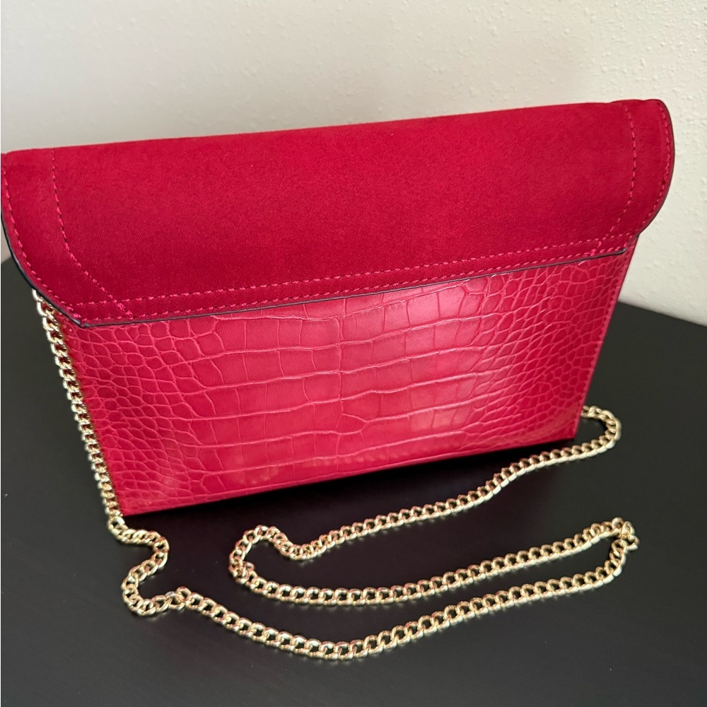 Topshop Red Panther Clutch Gold Chain Crossbody Y2K Statement Bag - Picture 5 of 5